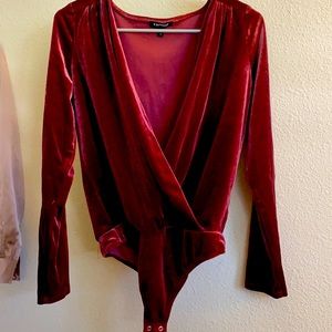 Beautiful velour Express burgundy bodysuit